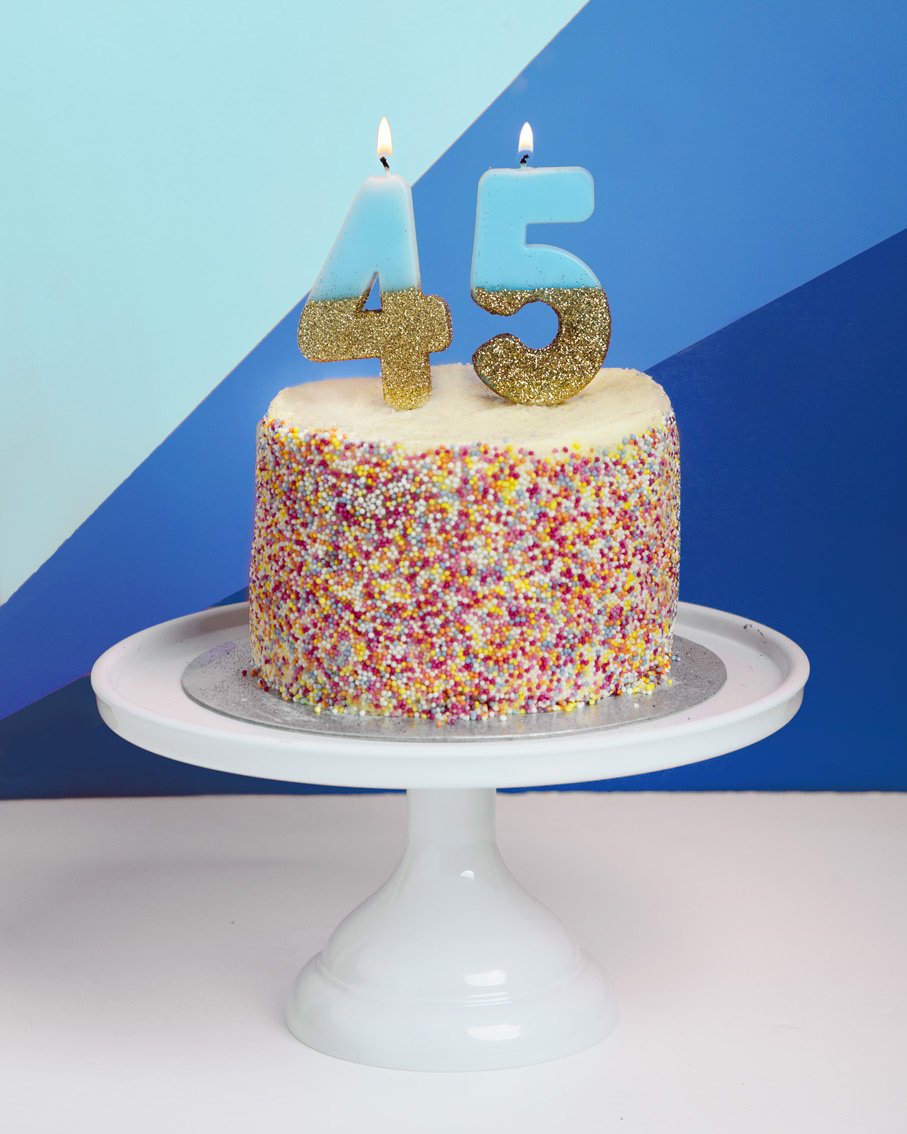 Gold Glitter Dipped Blue Number Birthday Candle - The Party Darling