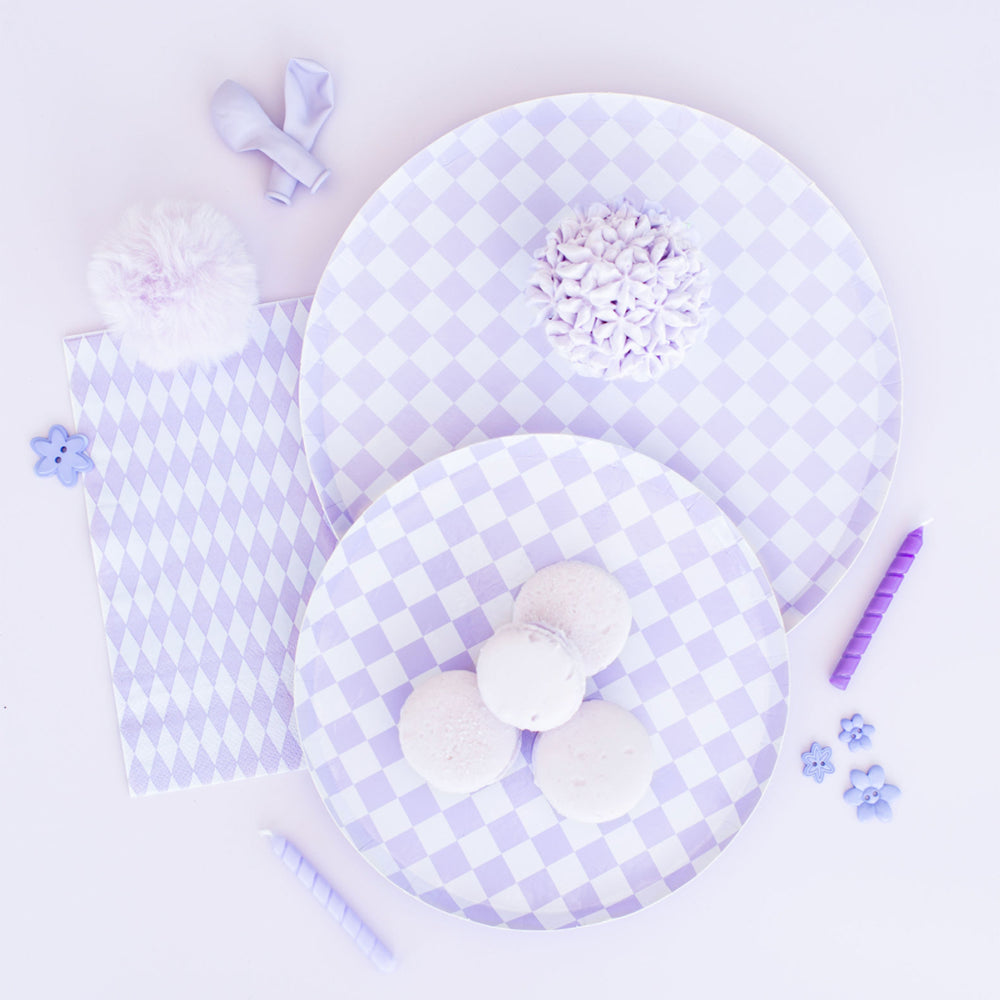 Purple Checkered Lunch Napkins 16ct | The Party Darling