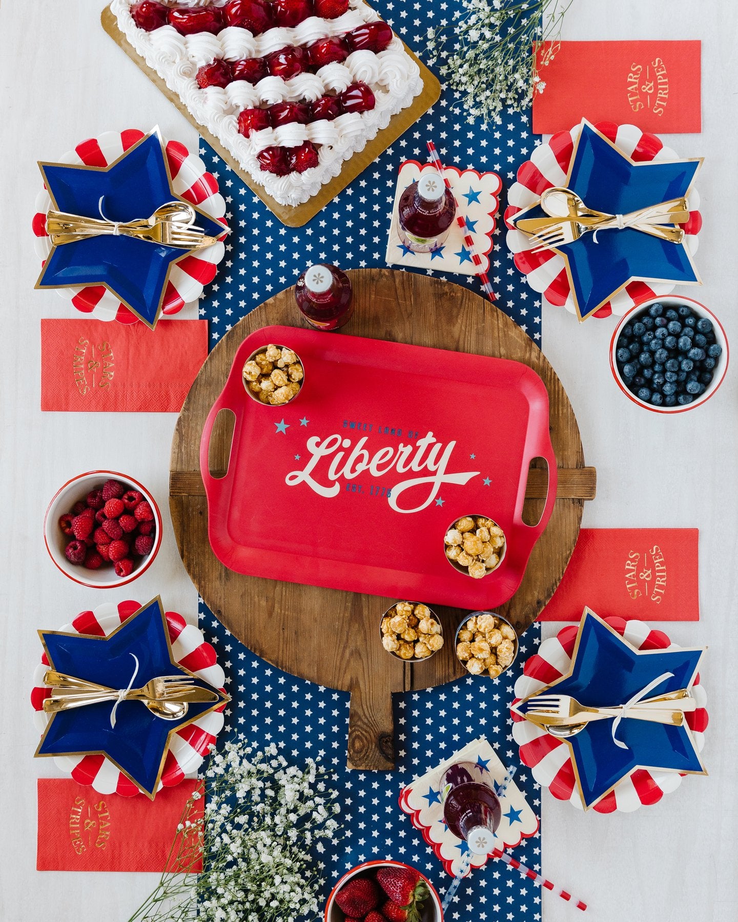 Blue Patriotic Stars Paper Table Runner | The Party Darling