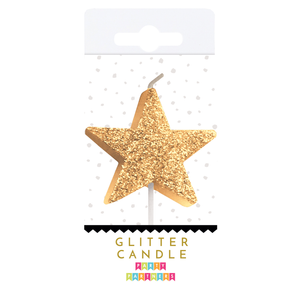 Gold Glitter Star Candle | The Party Darling