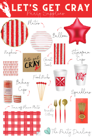 crawfish boil, summer party, let's get cray, red party supplies