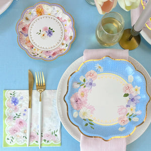 Floral Tea Party Assorted Dessert Plates 16ct Place Setting