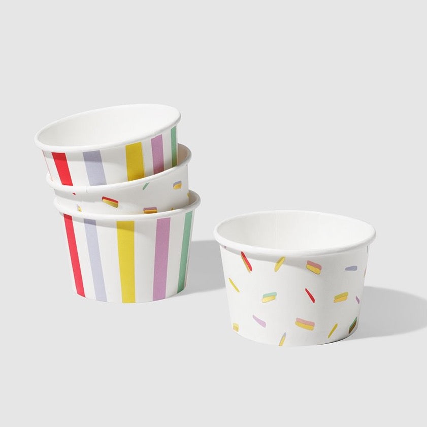 Stripes & Sprinkles Ice Cream Cups 10ct | The Party Darling