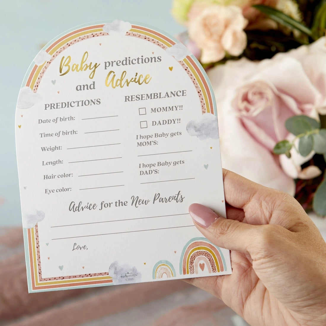 Boho Rainbow Baby Shower Advice Cards & Baby Shower Game | The Party Darling