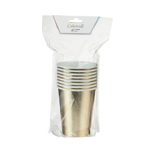 Shiny Gold Paper Cups 8ct - The Party Darling