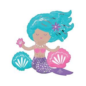Air-Filled Sitting Shimmer Mermaid Balloon 18" | The Party Darling