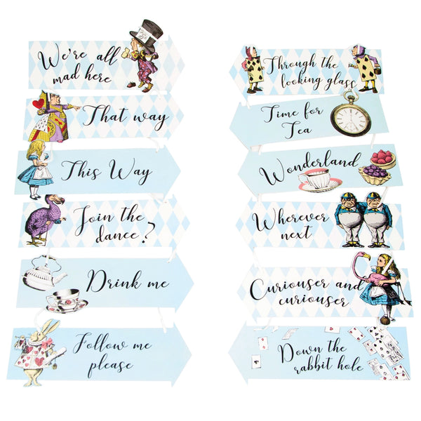 Alice in Wonderland Party Sign Decor 12ct | The Party Darling alice-in-wonderland-party-sign-decor-12ct-the-party-darling
