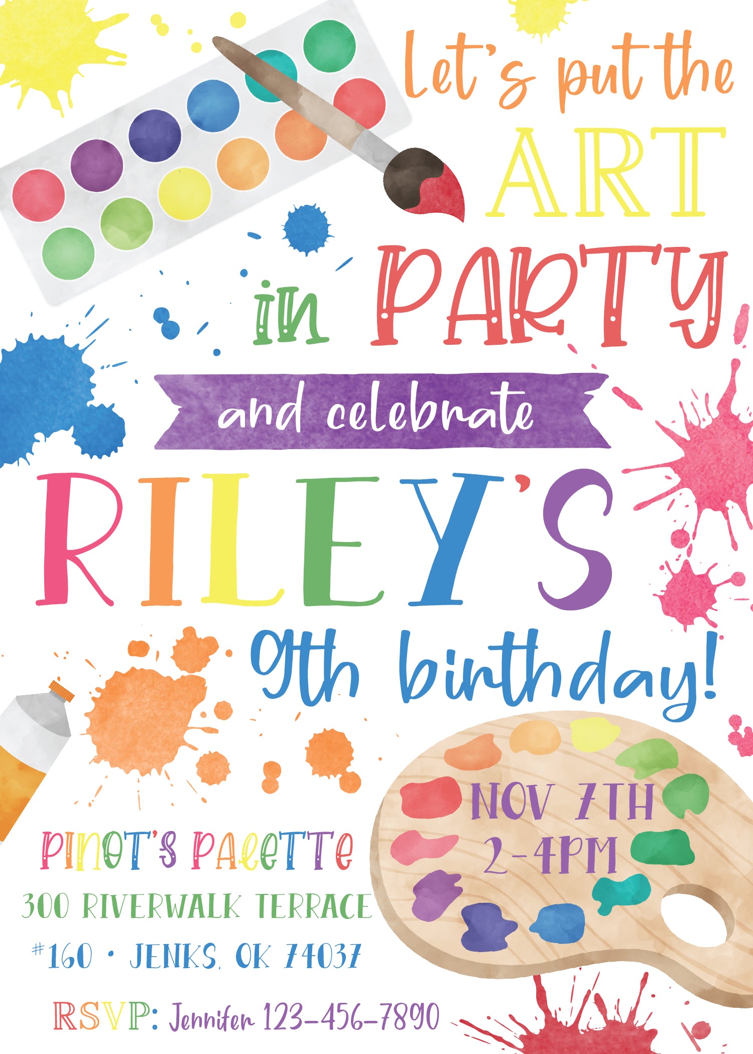 Printable Art Party Birthday Invitation | The Party Darling