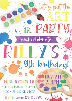 Art Party Birthday Invitation - The Party Darling
