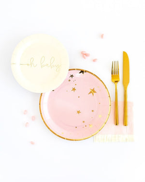 Baby Pink Star Lunch Plates 9" - The Party Darling