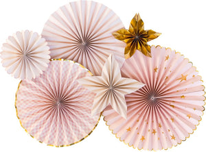Baby Pink and Star Paper Fans 6ct | The Party Darling