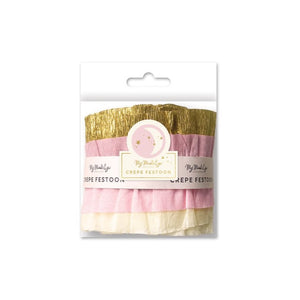 Baby Pink & Gold Crepe Paper Streamer 9ft | The Party Darling
