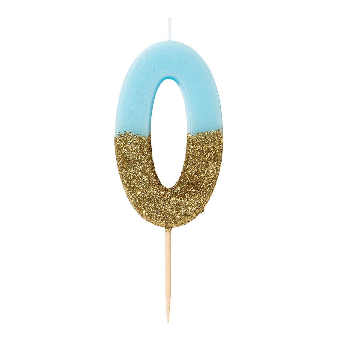 Gold Glitter Dipped Blue Number Birthday Candle - The Party Darling