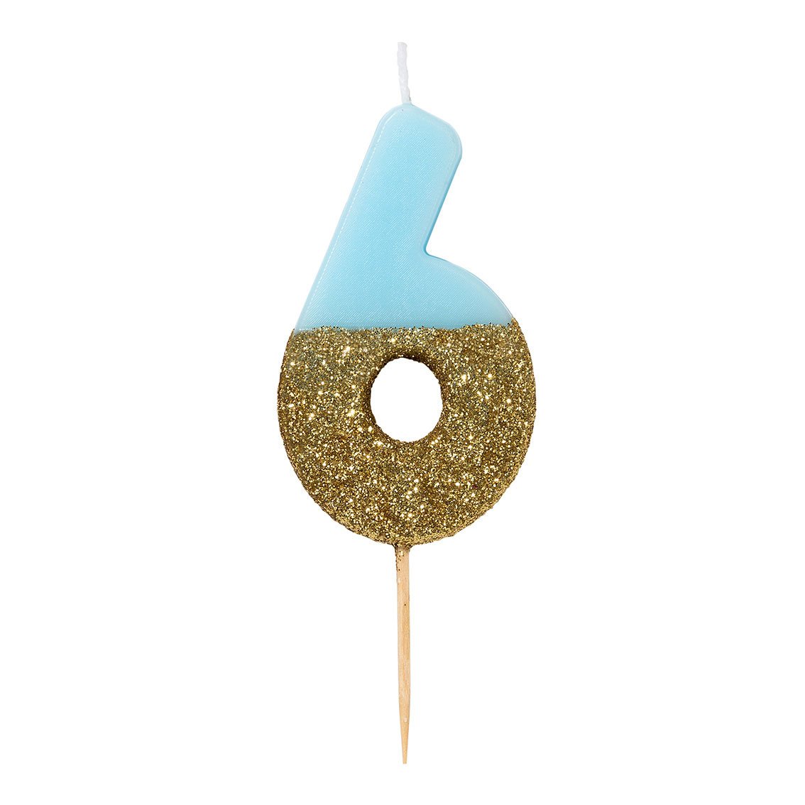 Gold Glitter Dipped Blue Number Birthday Candle - The Party Darling