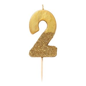 Gold Glitter Dipped Number Birthday Candle - The Party Darling