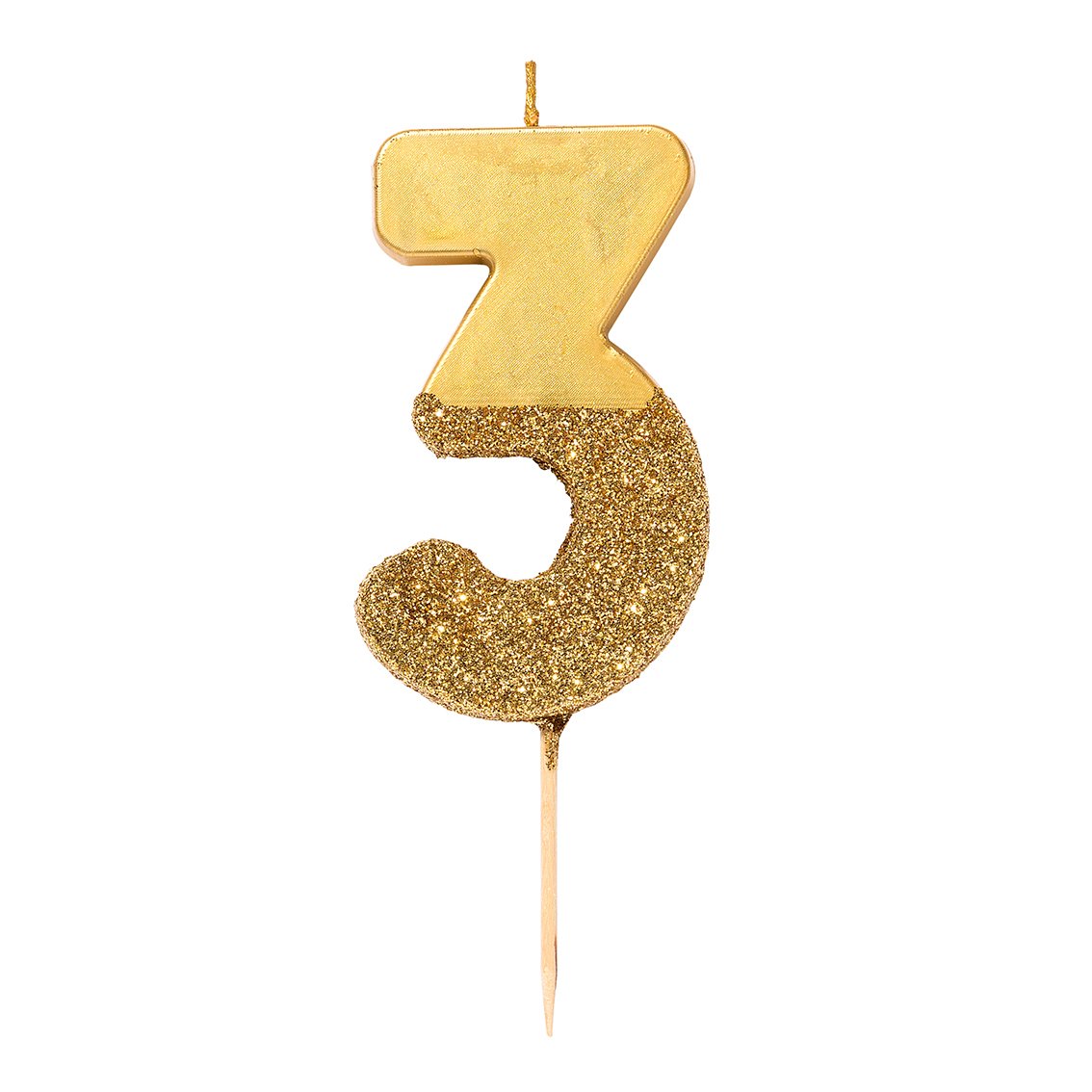 Gold Glitter Dipped Number Birthday Candle - The Party Darling
