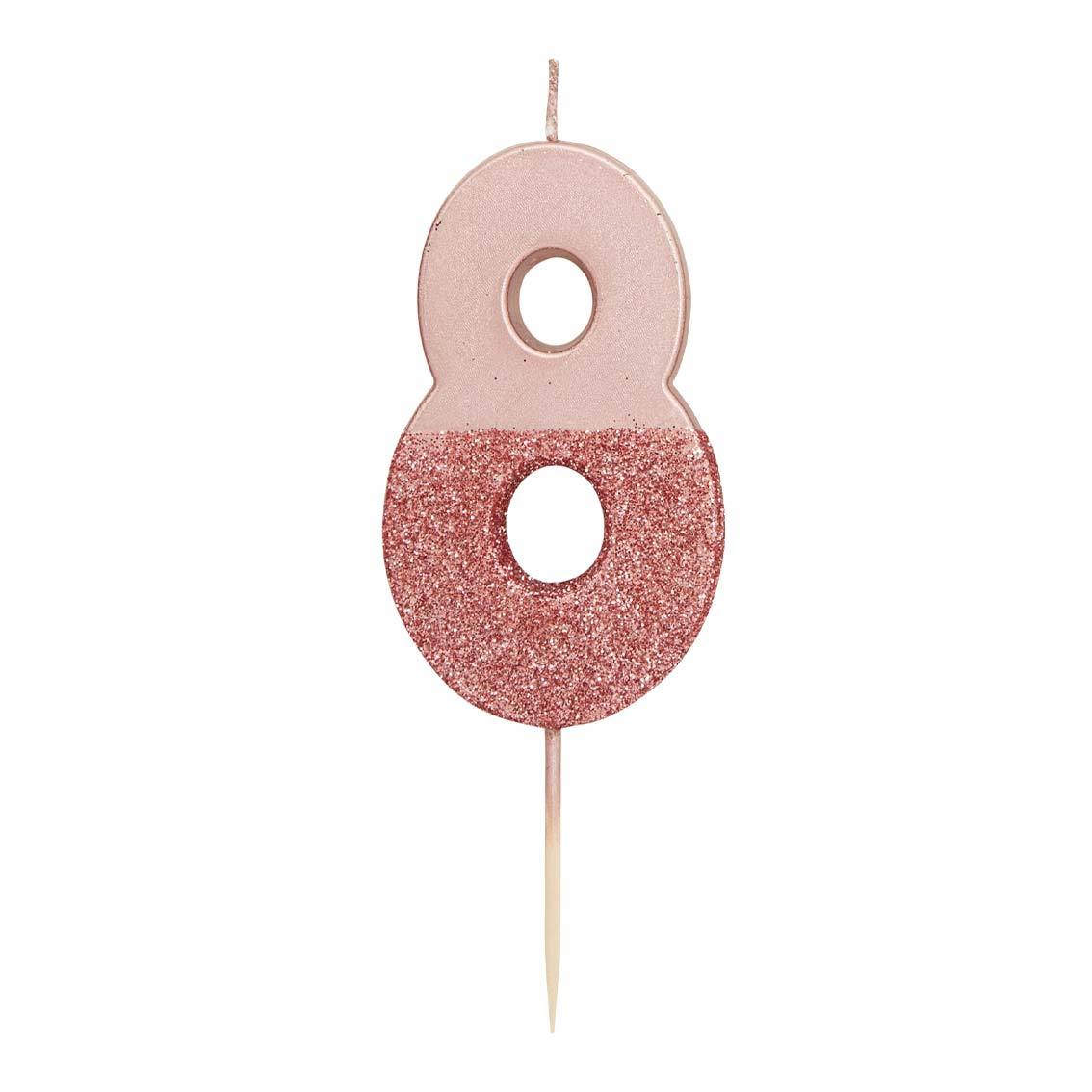 Rose Gold Glitter Dipped Number Birthday Candle - The Party Darling