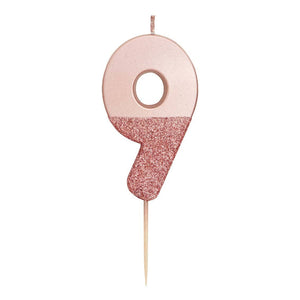 Rose Gold Glitter Dipped Number Birthday Candle - The Party Darling
