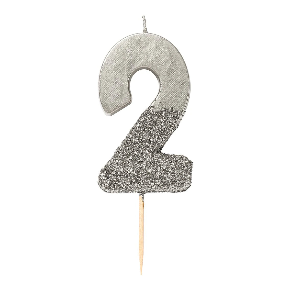 Silver Glitter Dipped Number Birthday Candle - The Party Darling