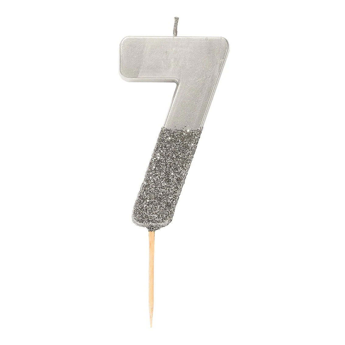 Silver Glitter Dipped Number Birthday Candle - The Party Darling