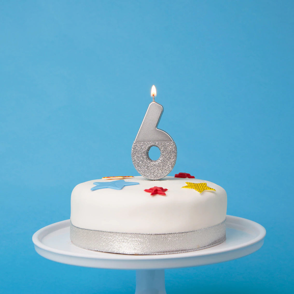 Silver Glitter Dipped Number Birthday Candle 0-9 | The Party Darling