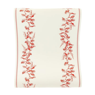 Cream & Red Holly Paper Table Runner