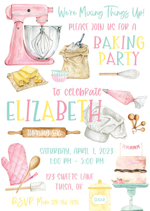 Baking Party Birthday Invitation Front | The Party Darling