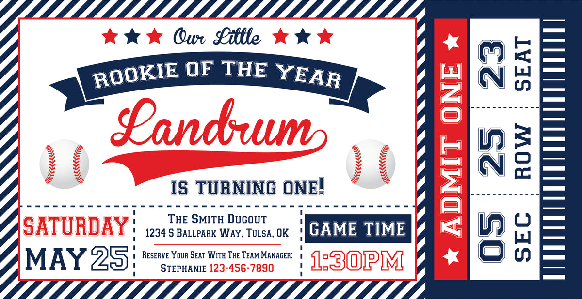 Personalized Baseball Ticket Invitation | The Party Darling personalized-baseball-ticket-invitation-the-party-darling