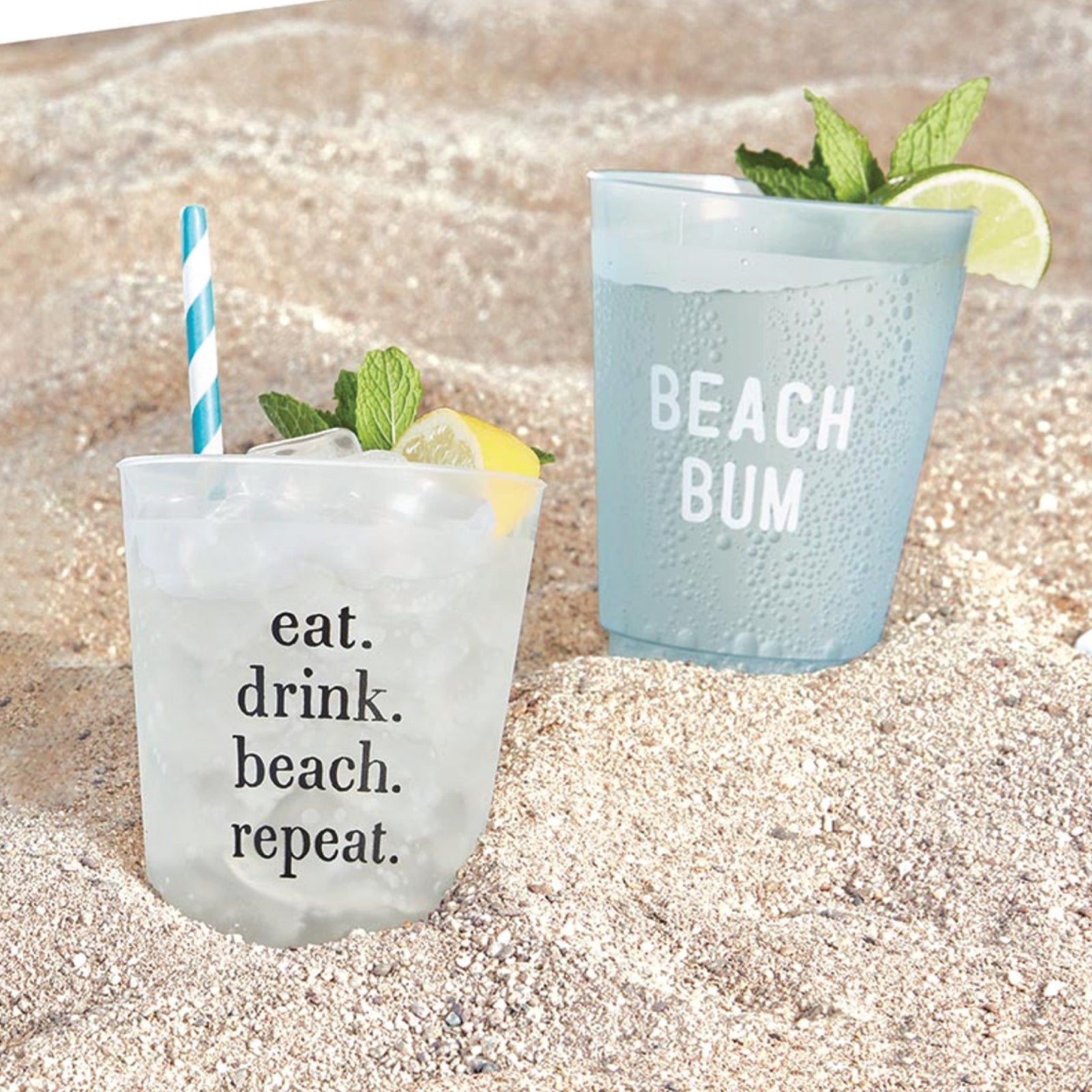 Beach Bum Blue Frosted Plastic Cups 8ct | The Party Darling