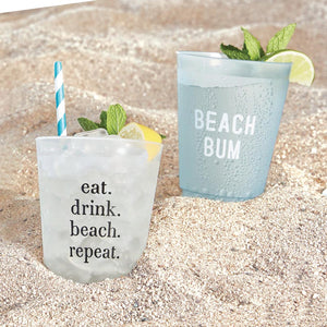 Beach Bum Blue Frosted Plastic Cups 8ct Lifestyle
