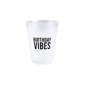 Birthday Vibes Frosted Plastic Cups 8ct | The Party Darling