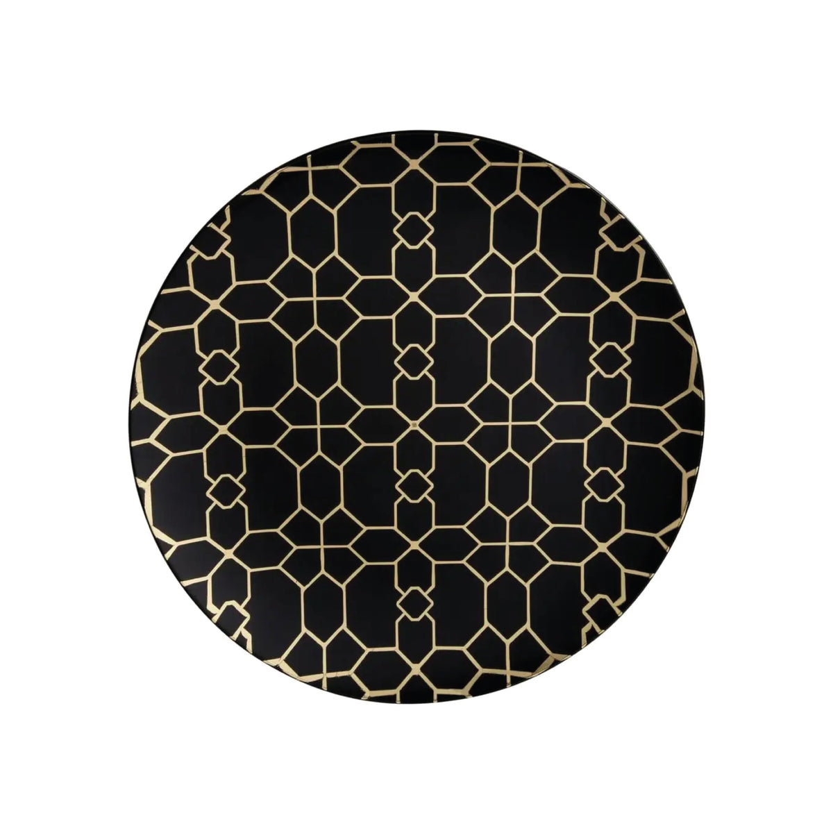 Black &amp; Gold Geometric Pattern Plastic Dessert Plates | The Party Darling