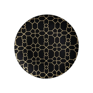 Black & Gold Geometric Pattern Plastic Dessert Plates | The Party Darling