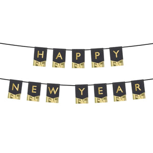 Black & Gold Happy Nyew Year Fringe Banner 4.5ft | The Party Darling