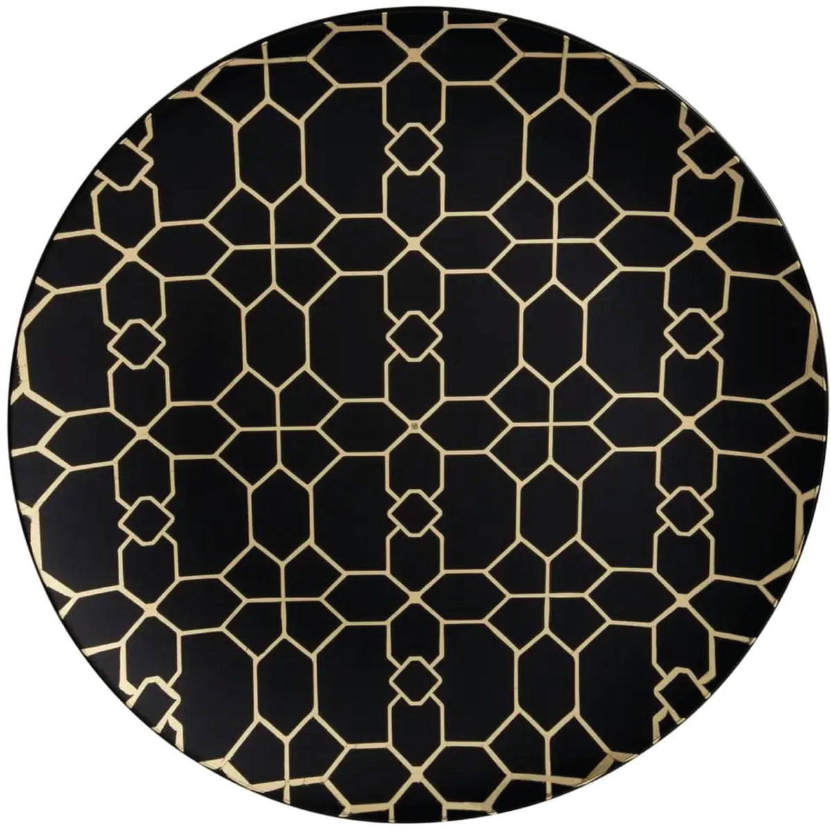 Black & Gold Pattern Plastic Dessert Plates 10ct | The Party Darling