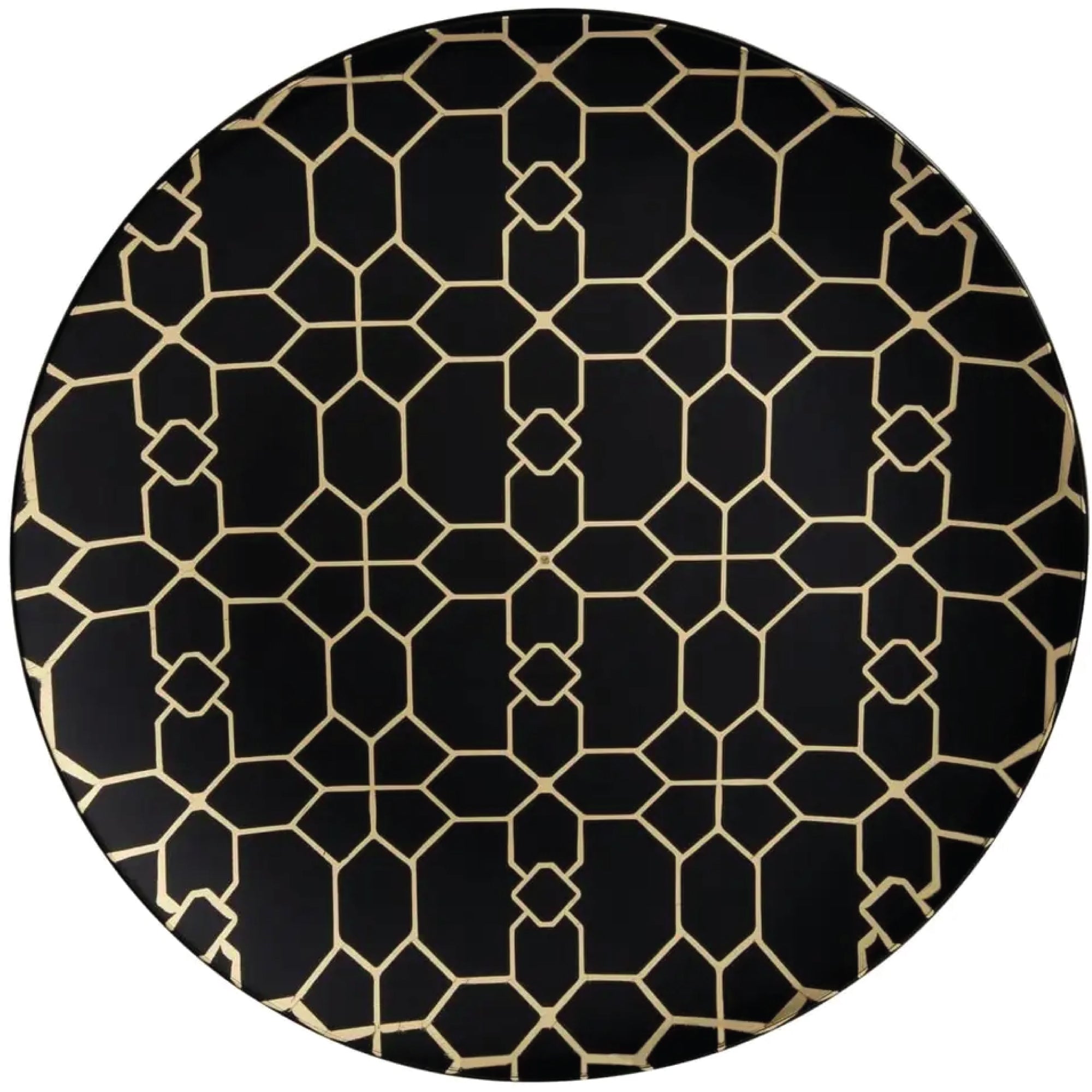 Black & Gold Pattern Plastic Dinner Plates 10ct | The Party Darling