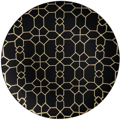 Black & Gold Geometric Pattern Plastic Dinner Plates 10ct