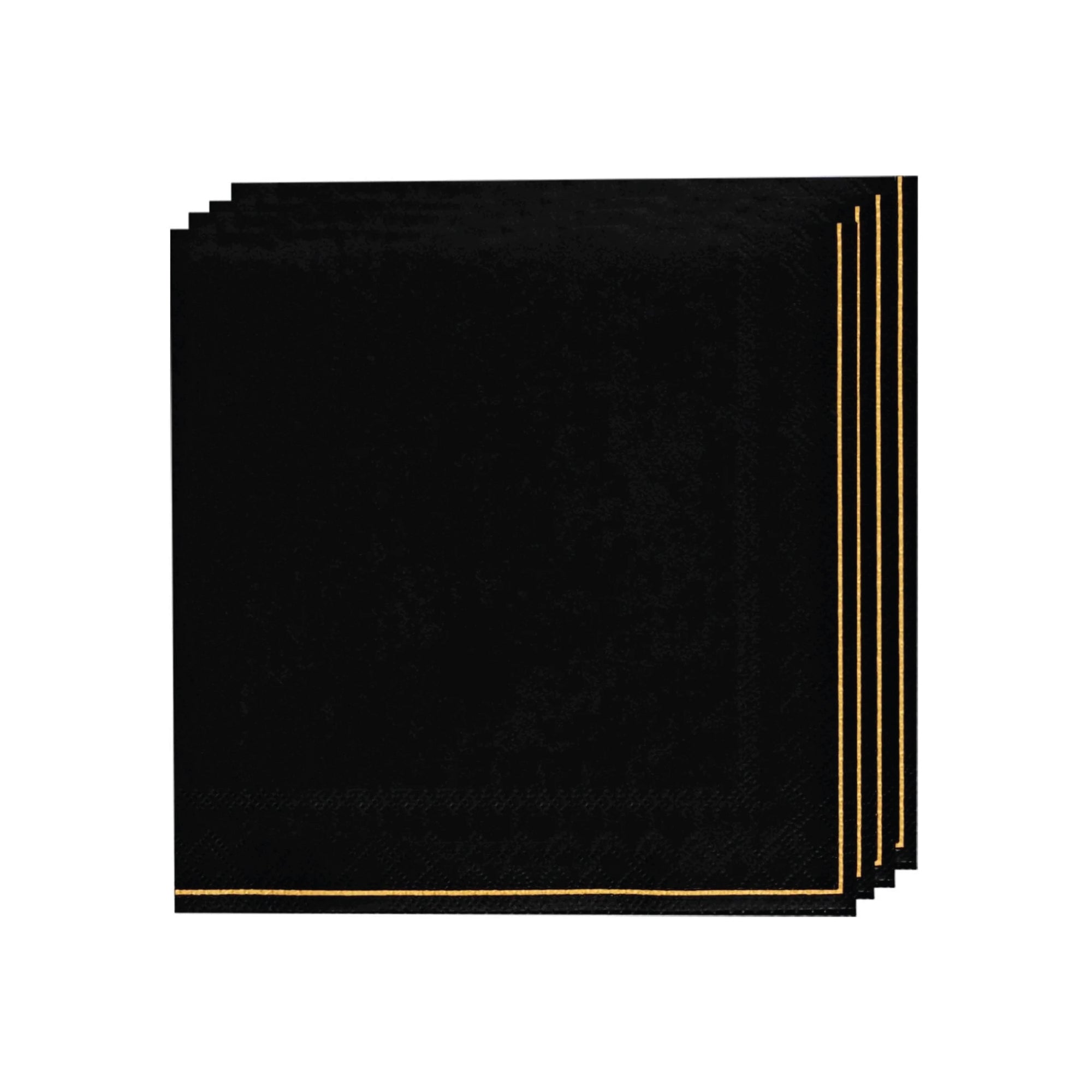 Black with Gold Stripe Lunch Napkins 20ct | The Party Darling
