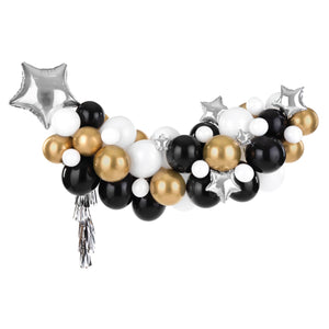 Black, Gold, & Silver Star Balloon Garland 5.5ft | The Party Darling