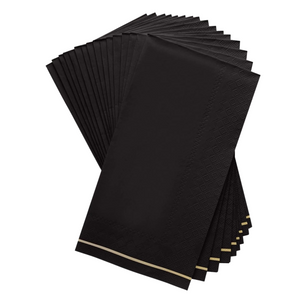 Black with Gold Stripe Paper Guest Towels 16ct | The Party Darling