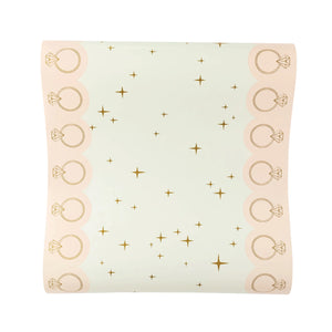 Gold & Pink Diamond Ring Paper Table Runner 10ft | The Party Darling