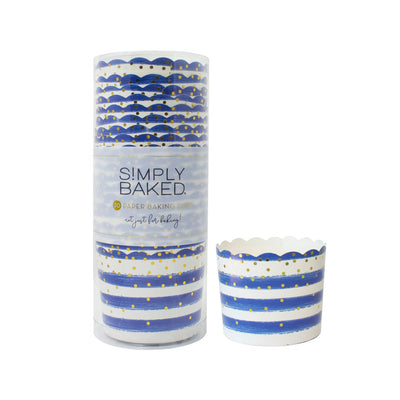Blue and White Striped Confetti Food Cups 20ct