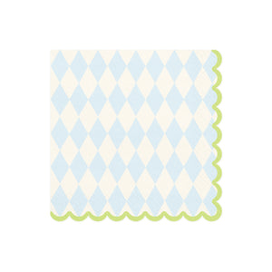 Blue & Cream Rhombus Scalloped Lunch Napkins 20ct | The Party Darling