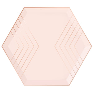Blush Pink & Rose Gold Hexagon Dinner Plates 8ct | The Party Darling