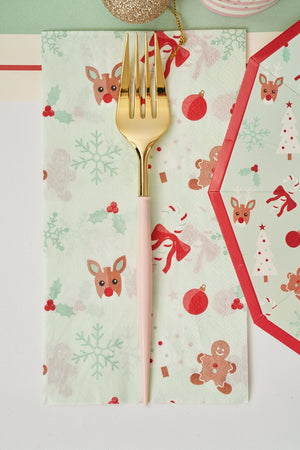 Blush Pink & Gold Plastic Cutlery Service for 8 - The Party Darling
