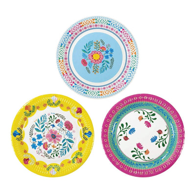 Boho Floral Paper Lunch Plates 12ct