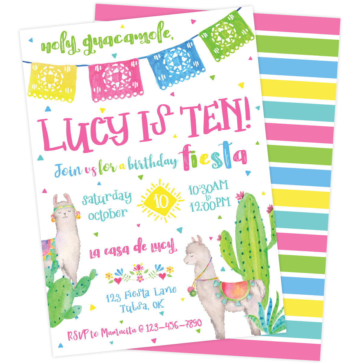Boho Fiesta Llama Printable Birthday Invitation | The Party Darling