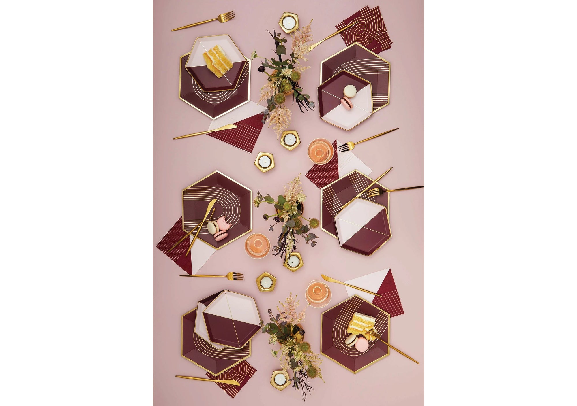 Bordeaux Berry & Gold Cocktail Napkins 20ct | The Party Darling
