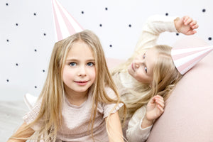 Light Pink Striped Party Hats 6ct Girls Party