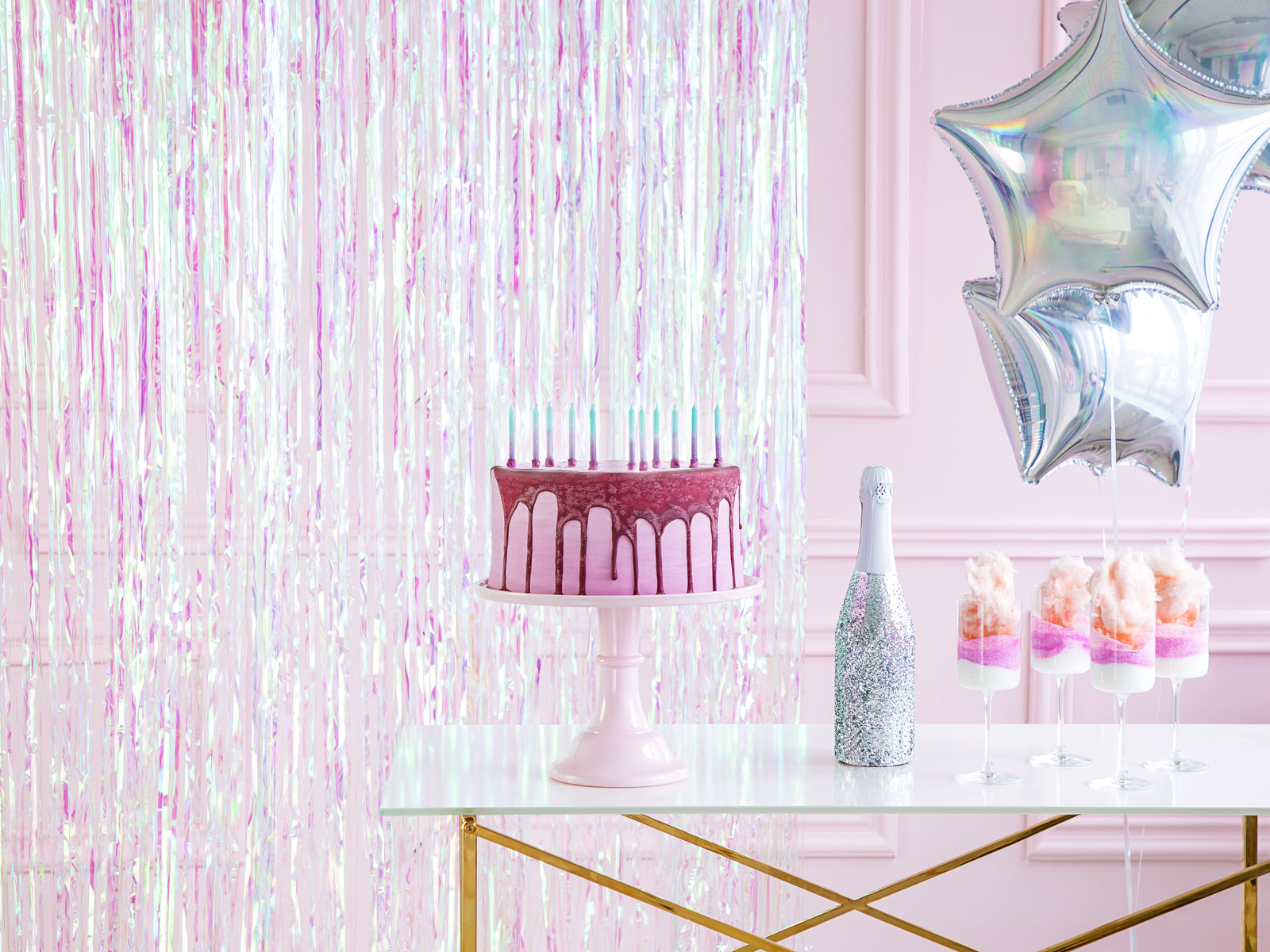 Iridescent Fringe Curtain Backdrop 3ft | The Party Darling
